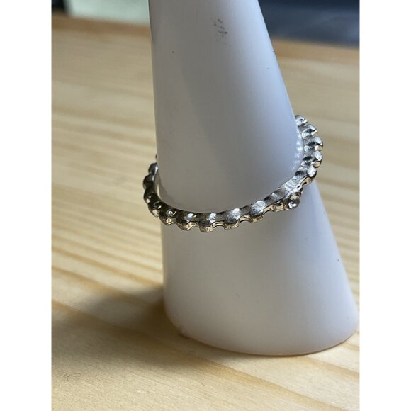 Silver Tone Rhinestone Half Eternity Band Ring - Picture 2 of 3